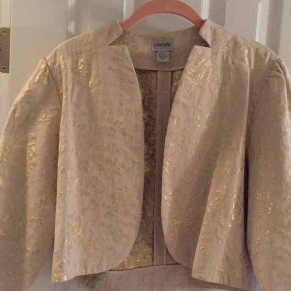 Short Gold Jacket with 3/4 length sleeves - Picture 1 of 6